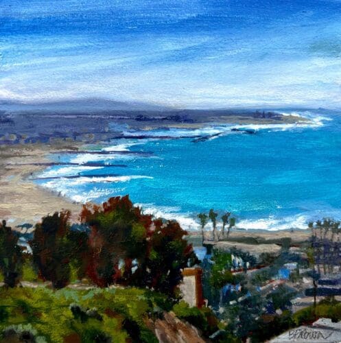 California Coastline View Oil on Panel - 6"x6" - $200